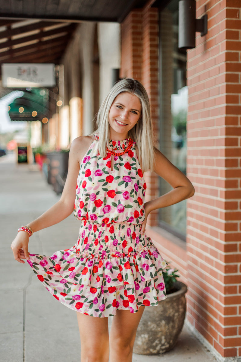 Garden Party Dress - Cream Floral Smartie Pantz Garden Party Dress - Cream Floral Smartie Pantz