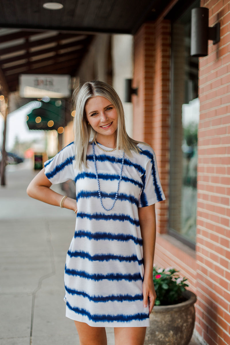 Nally & Millie navy stripe dress