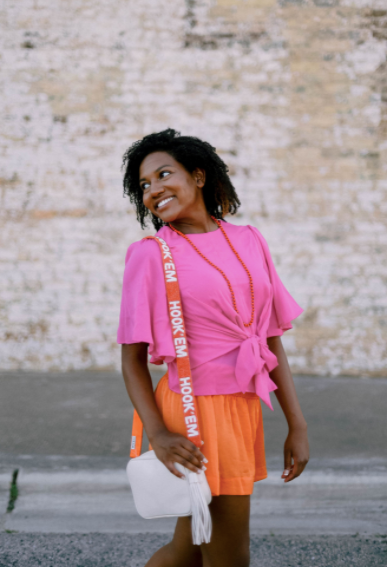 Magenta tie-front top