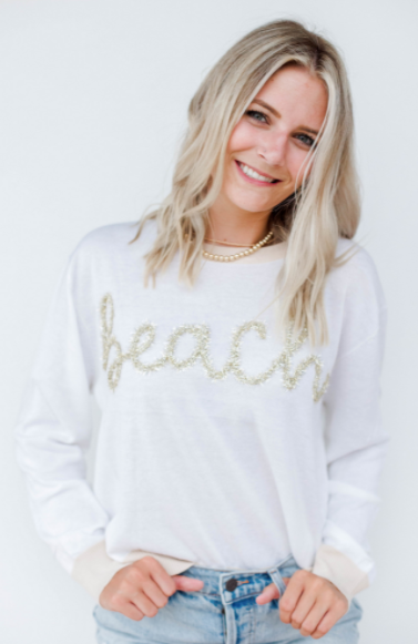 Beach Glitter Script Sweater