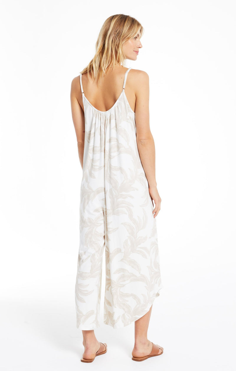 tira palm flared jumpsuit - bone